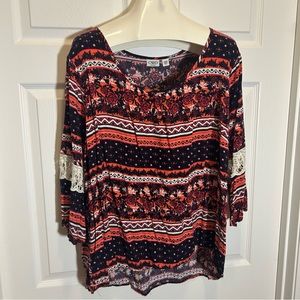 Cato Multicolored Striped Print Top